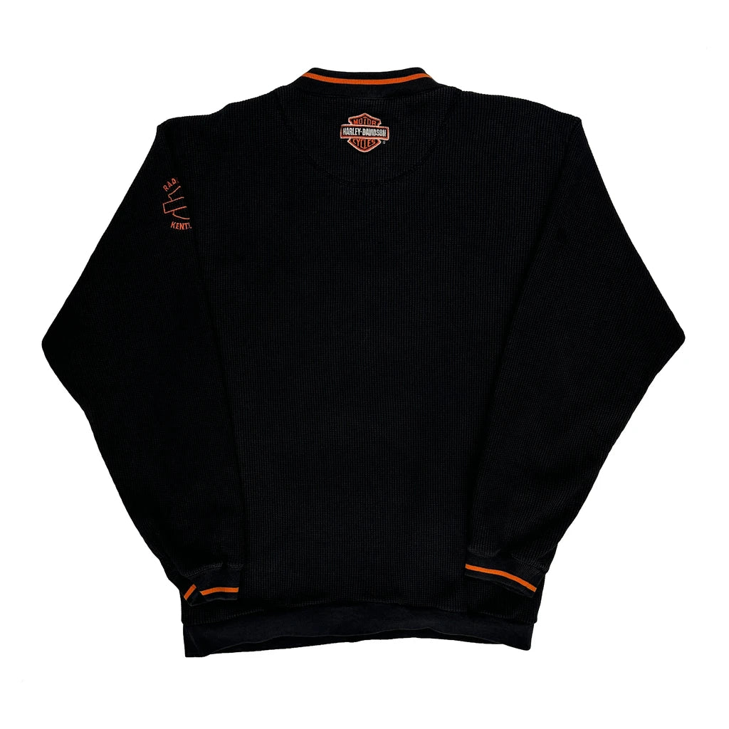 Motorcycle Harley Davidson Spellout Sweatshirt - Large Black Cotton Blend - Image 2