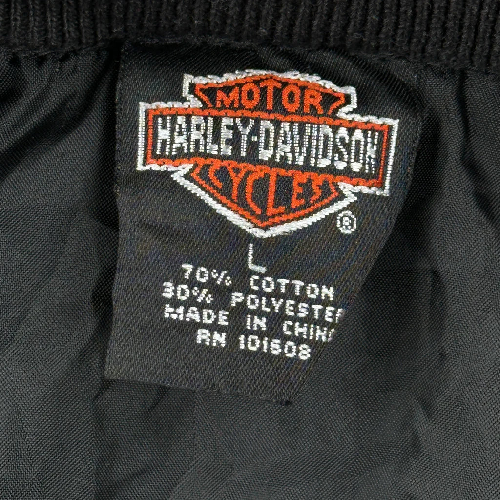 Motorcycle Harley Davidson Spellout Sweatshirt - Large Black Cotton Blend - Image 3