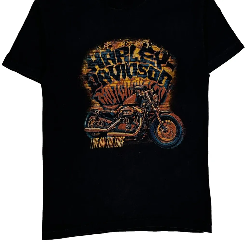 Motorcycle Harley Davidson Graphic T-Shirt - Small Black Cotton - Image 5