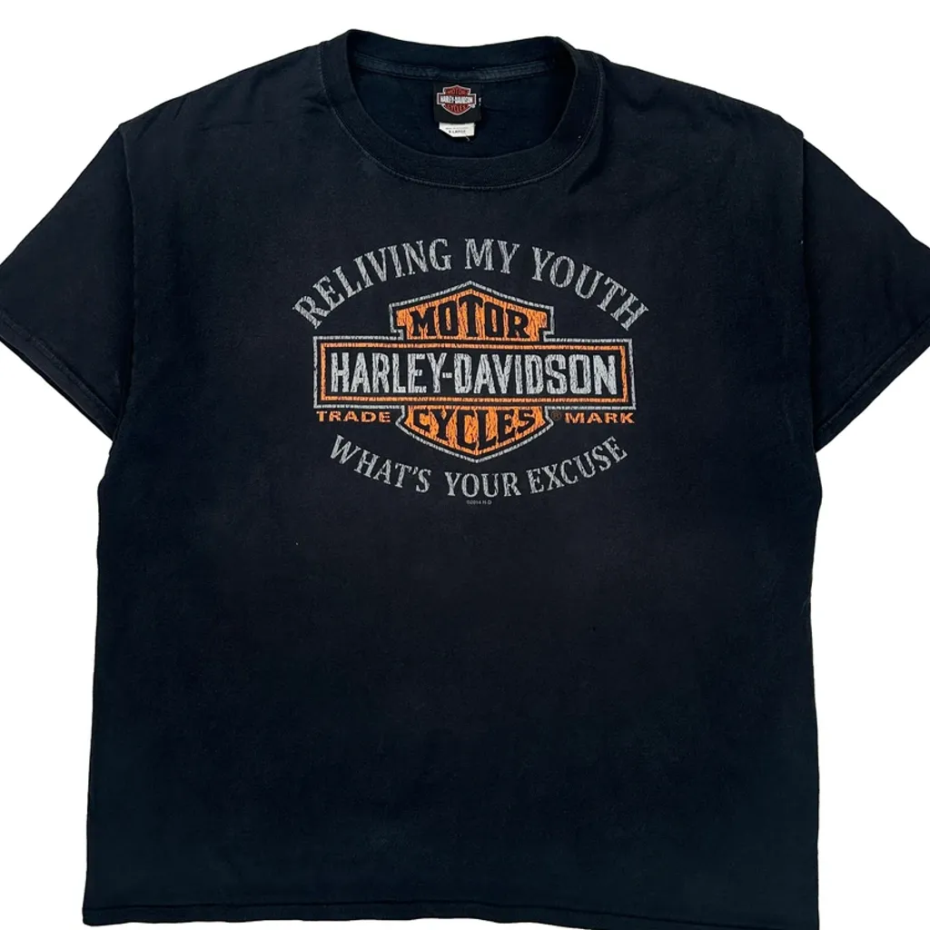 Motorcycle Harley Davidson Graphic T-Shirt - XL Black Cotton - Image 4