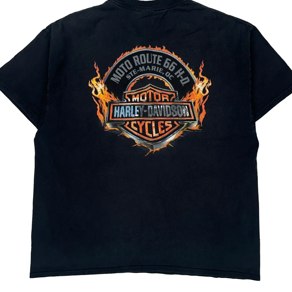 Motorcycle Harley Davidson Graphic T-Shirt - XL Black Cotton - Image 6