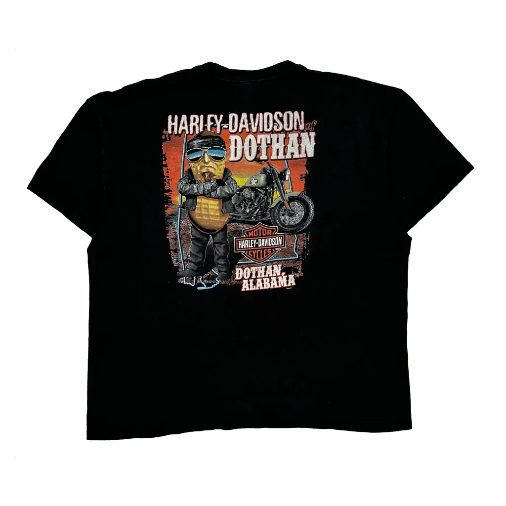Motorcycle Harley Davidson Graphic T-Shirt - 2XL Black Cotton - Image 2