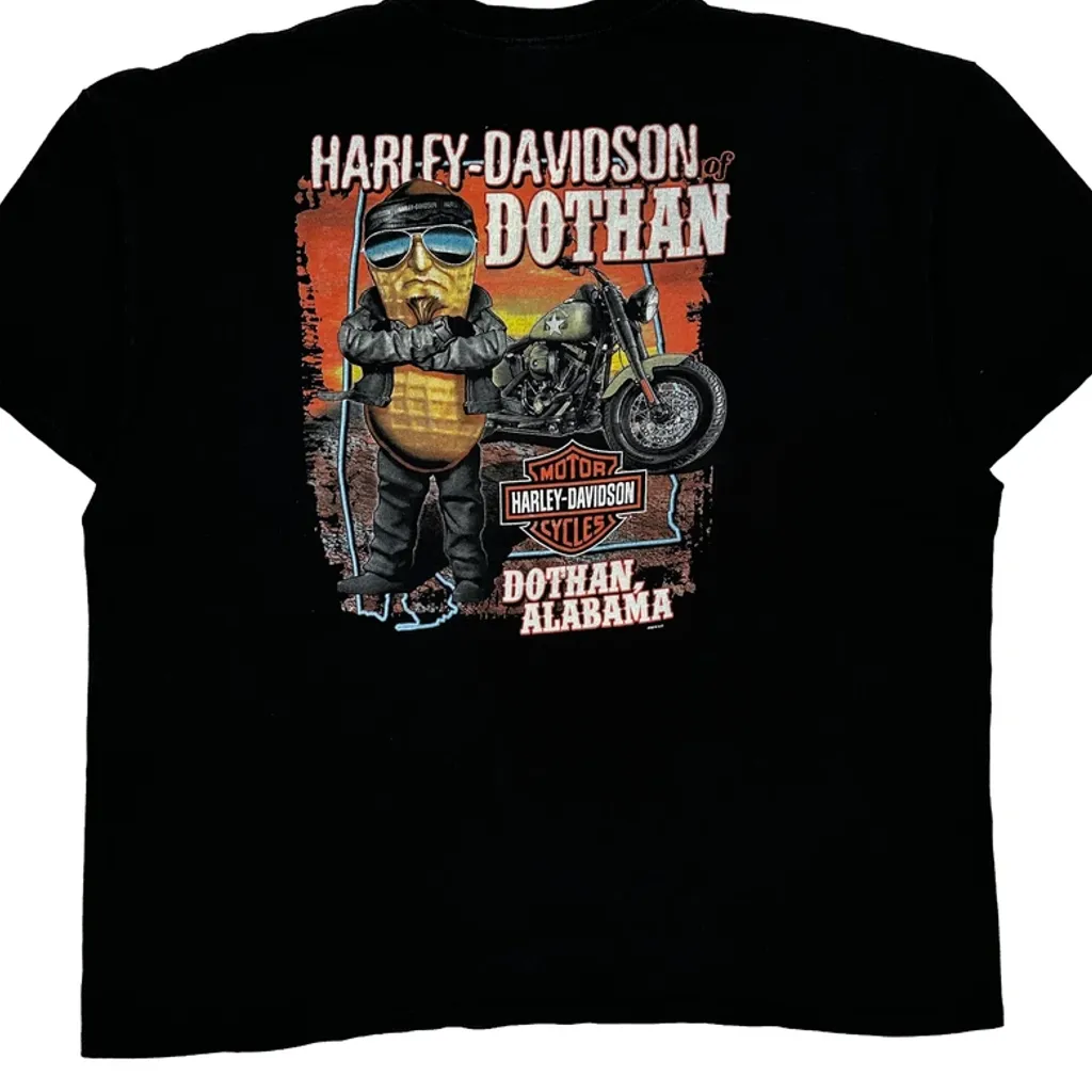 Motorcycle Harley Davidson Graphic T-Shirt - 2XL Black Cotton - Image 6