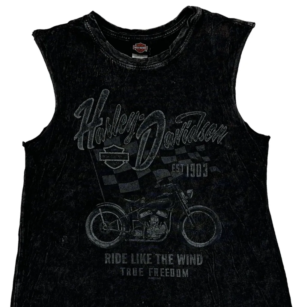 Motorcycle Harley Davidson Graphic T-Shirt - Small Black Cotton - Image 4
