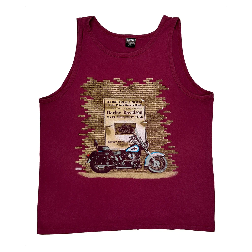Motorcycle Harley Davidson Graphic Vest - XL Red Cotton