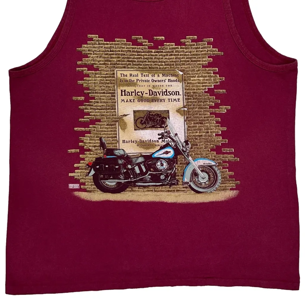 Motorcycle Harley Davidson Graphic Vest - XL Red Cotton - Image 5