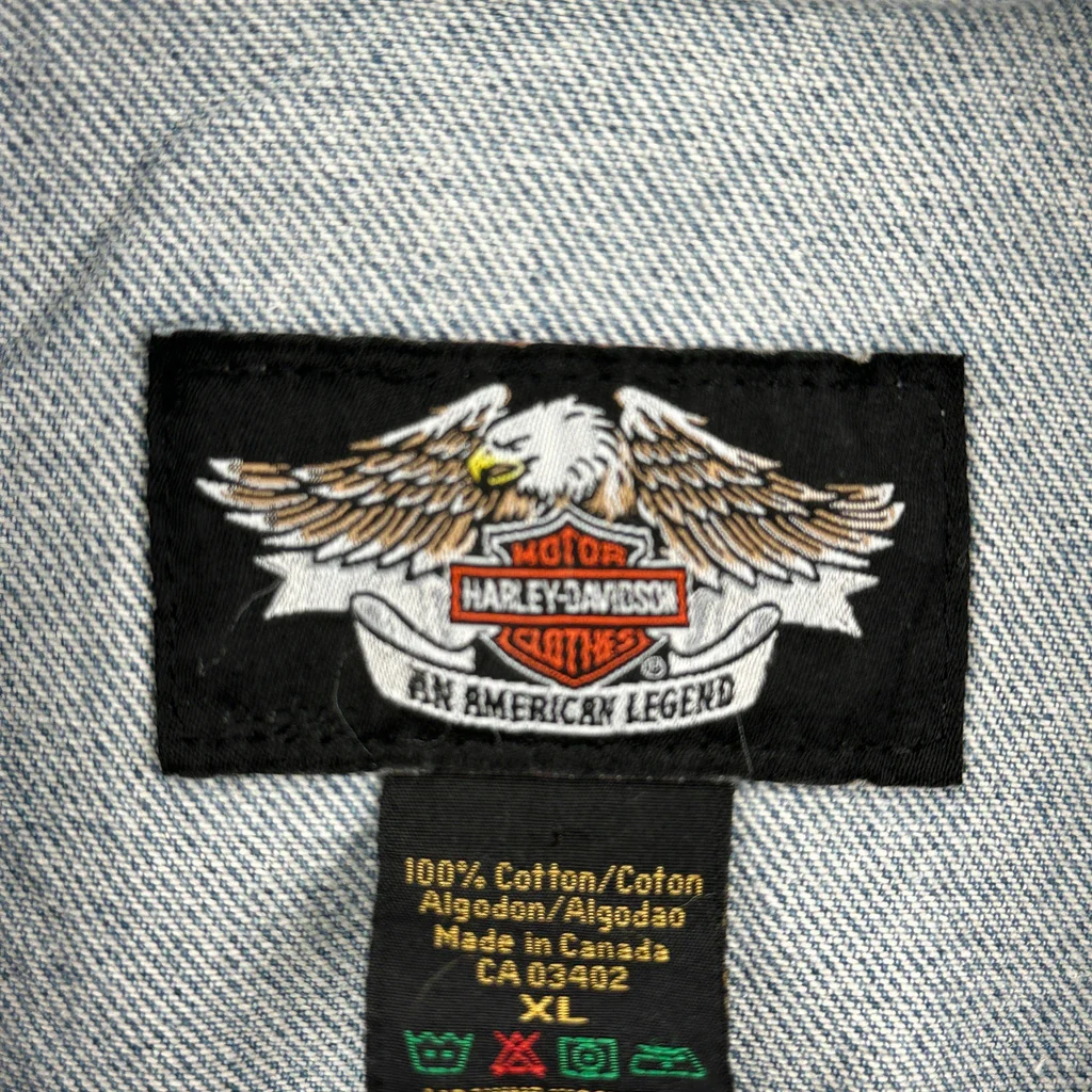 Motorcycle Patches Harley Davidson Graphic Denim Gilet - XL Blue Cotton - Image 3