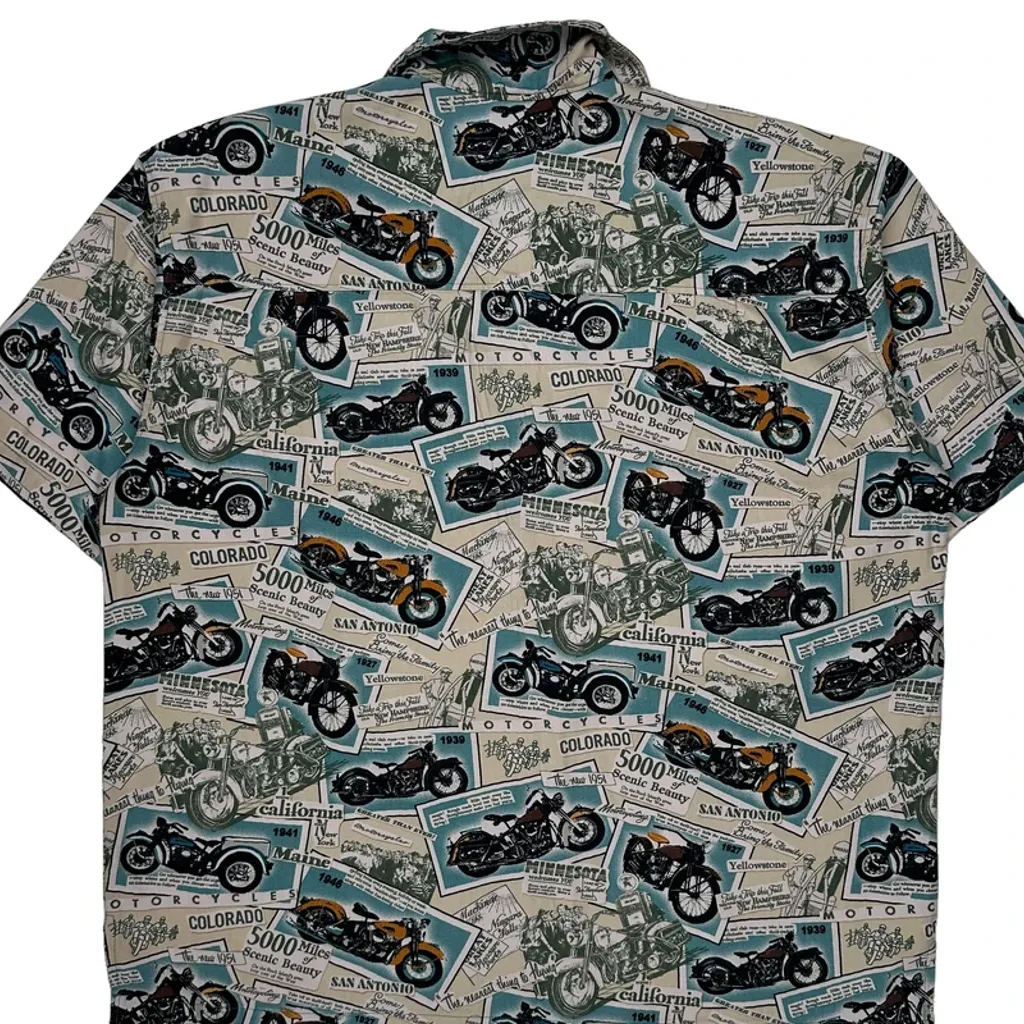 Motorcycle Print David Carey Graphic Hawaiian Shirt - XL Multicoloured Cotton Blend - Image 6