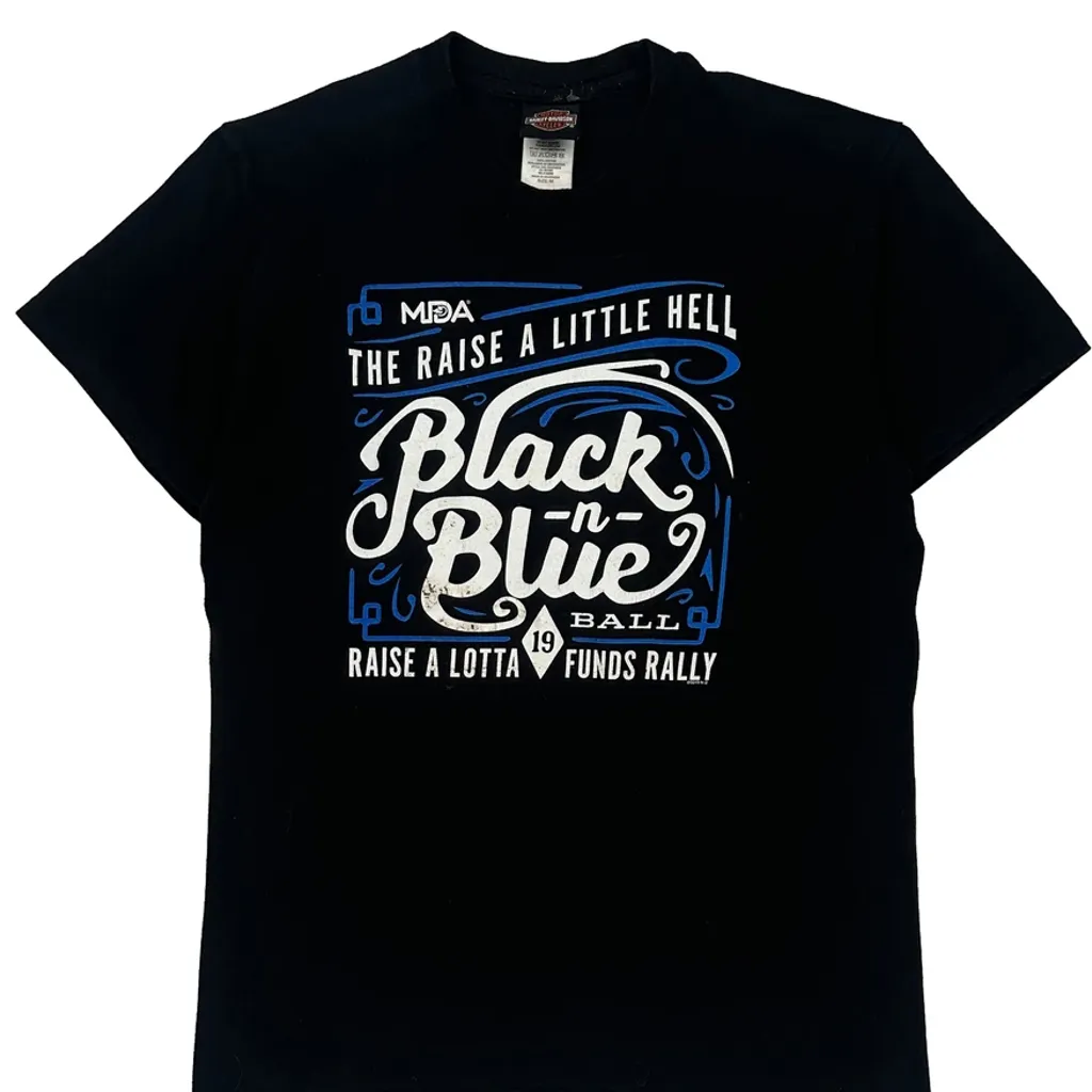Motorcycle Rally Harley Davidson Graphic T-Shirt - Medium Black Cotton - Image 4