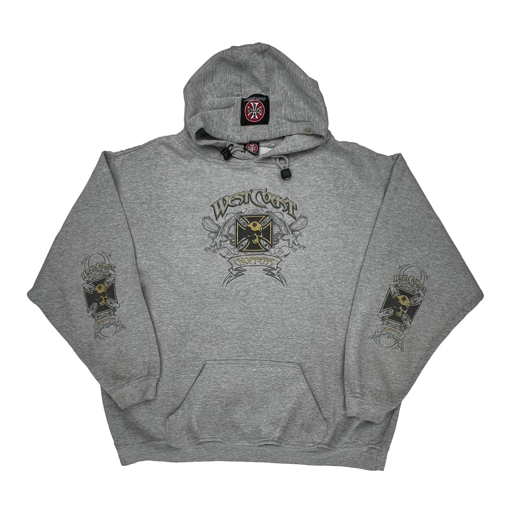 Motorcycle West Coast Choppers Graphic Hoodie - XL Gray Cotton