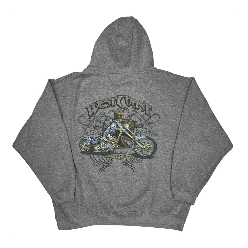 Motorcycle West Coast Choppers Graphic Hoodie - XL Gray Cotton - Image 2