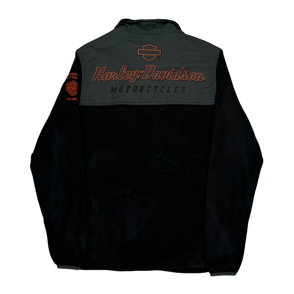 Motorcycles Harley Davidson 1/4 Zip - Medium Black Polyester - Image 2
