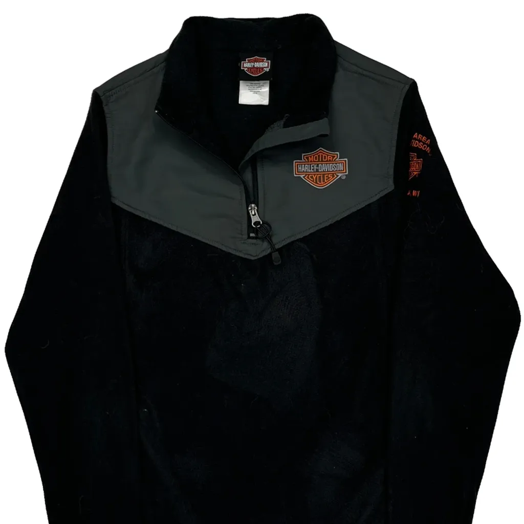 Motorcycles Harley Davidson 1/4 Zip - Medium Black Polyester - Image 4