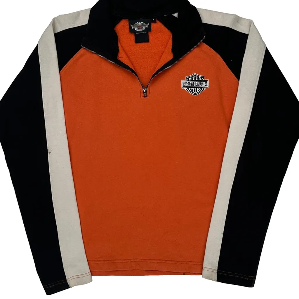 Motorcycles Harley Davidson Graphic 1/4 Zip - Medium Orange Cotton - Image 5