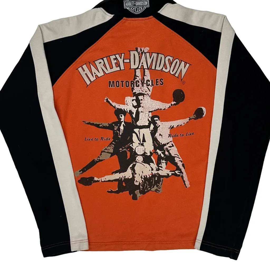 Motorcycles Harley Davidson Graphic 1/4 Zip - Medium Orange Cotton - Image 6