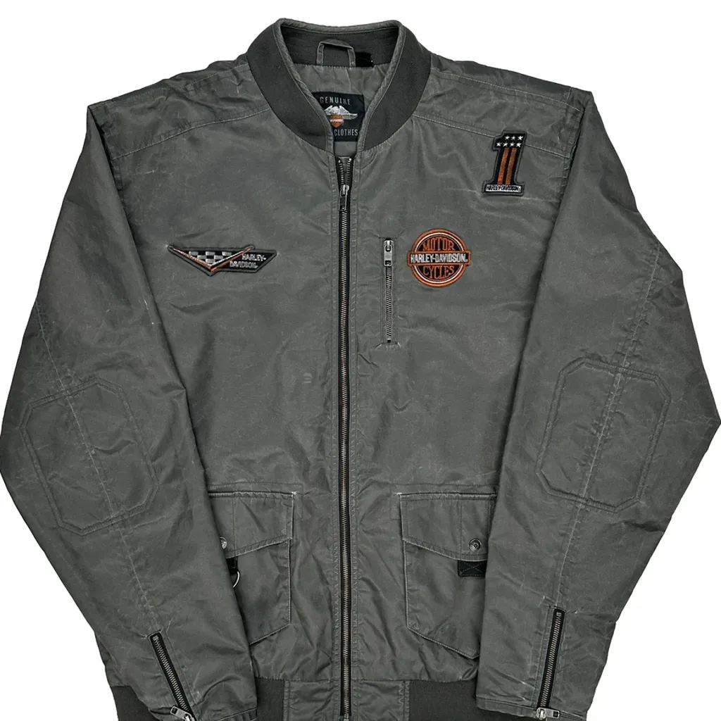 Motorcycles Harley Davidson Graphic Bomber Jacket - XL Grey Polyester - Image 4