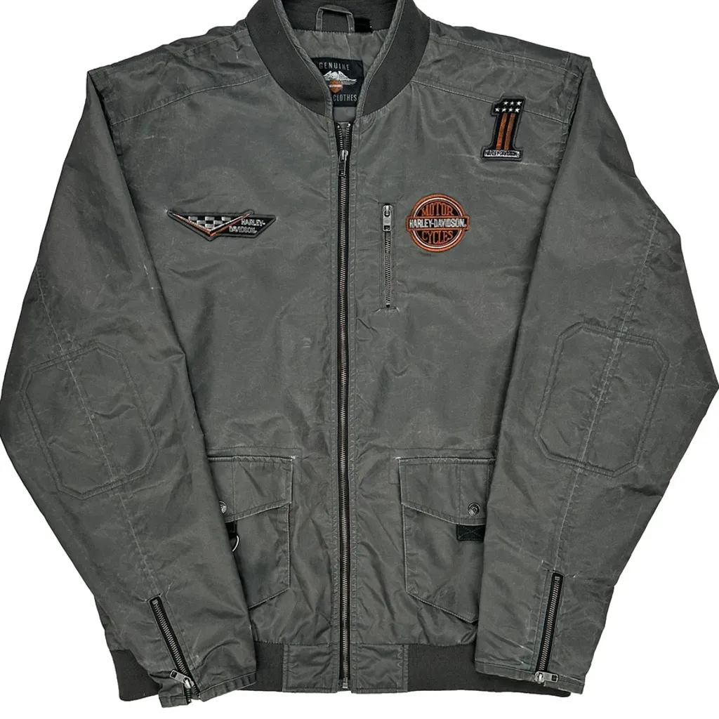 Motorcycles Harley Davidson Graphic Bomber Jacket - XL Grey Polyester - Image 5