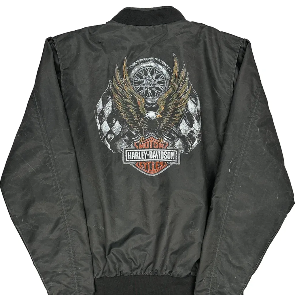 Motorcycles Harley Davidson Graphic Bomber Jacket - XL Grey Polyester - Image 6
