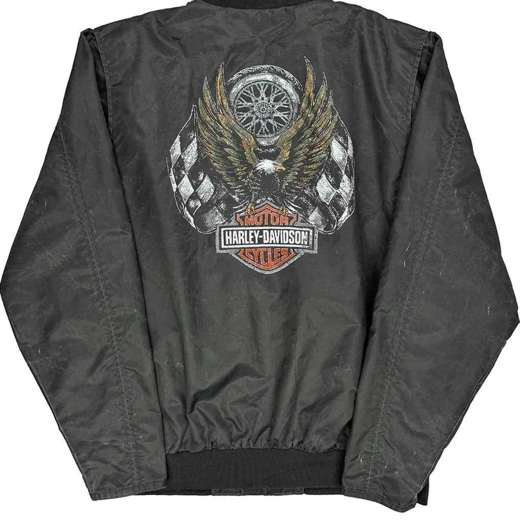 Motorcycles Harley Davidson Graphic Bomber Jacket - XL Grey Polyester - Image 7