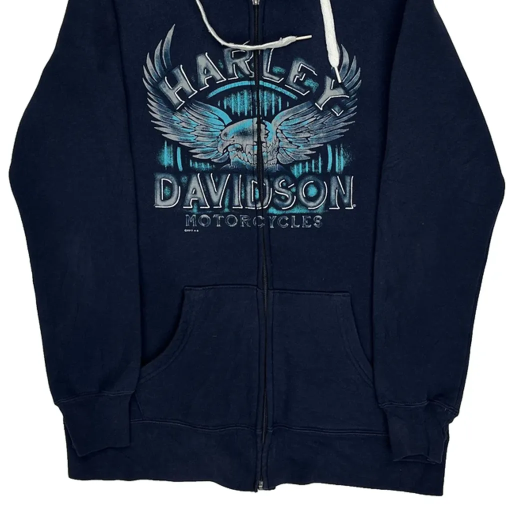 Motorcycles Harley Davidson Graphic Hoodie - Small Blue Cotton Blend - Image 4