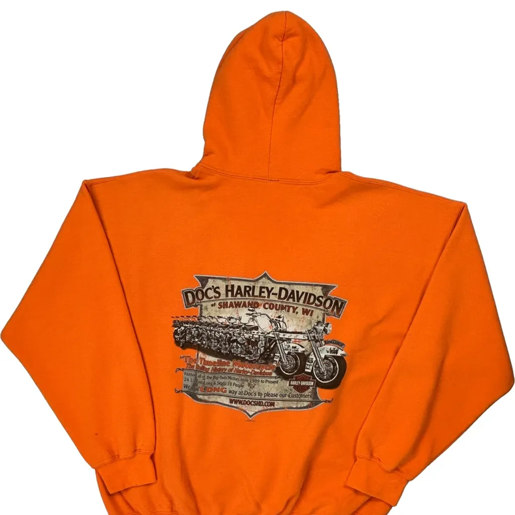 Motorcycles Harley Davidson Graphic Hoodie - XL Orange Polyester - Image 6