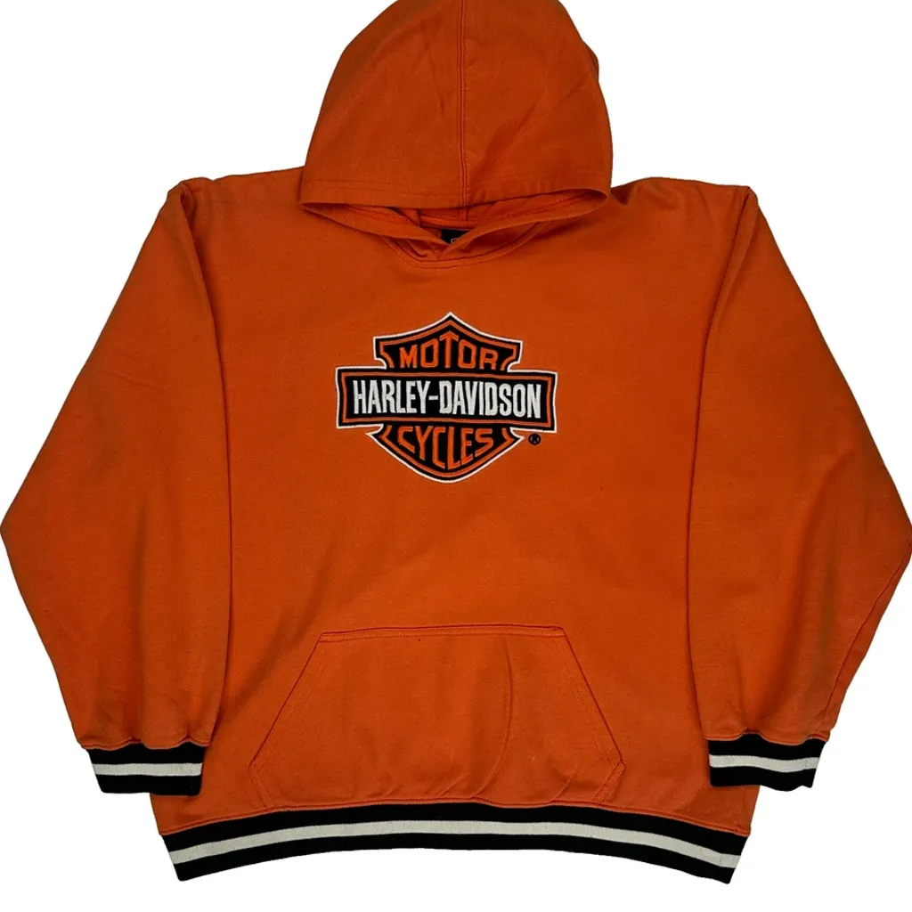 Motorcycles Harley Davidson Hoodie - XL Orange Cotton - Image 4