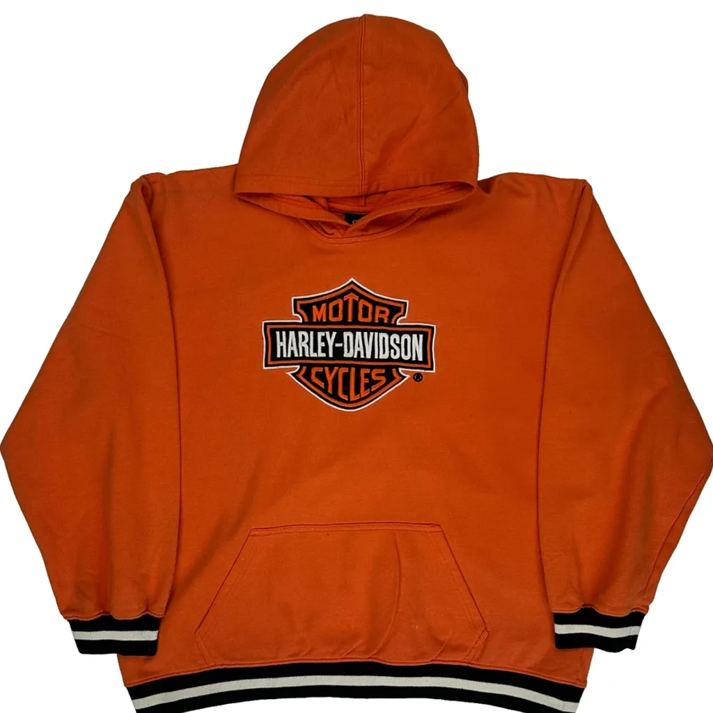 Motorcycles Harley Davidson Hoodie - XL Orange Cotton - Image 5