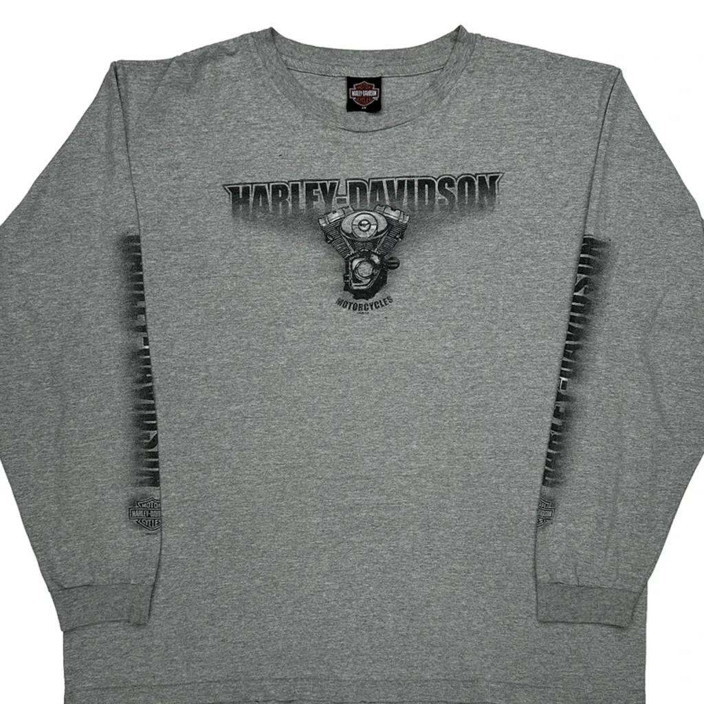 Motorcycles Harley Davidson Graphic Long Sleeve T-Shirt - 2XL Grey Cotton - Image 5