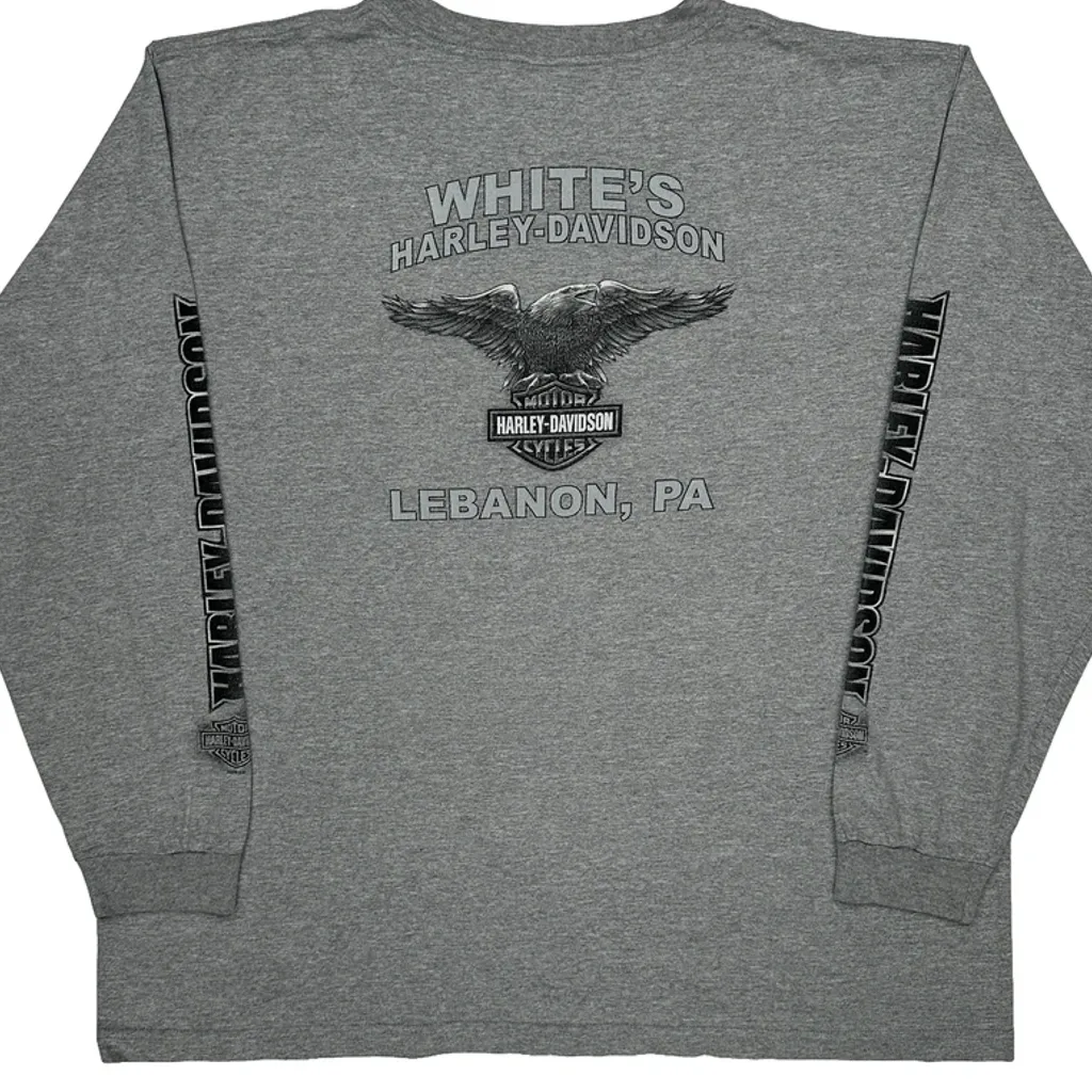 Motorcycles Harley Davidson Graphic Long Sleeve T-Shirt - 2XL Grey Cotton - Image 6