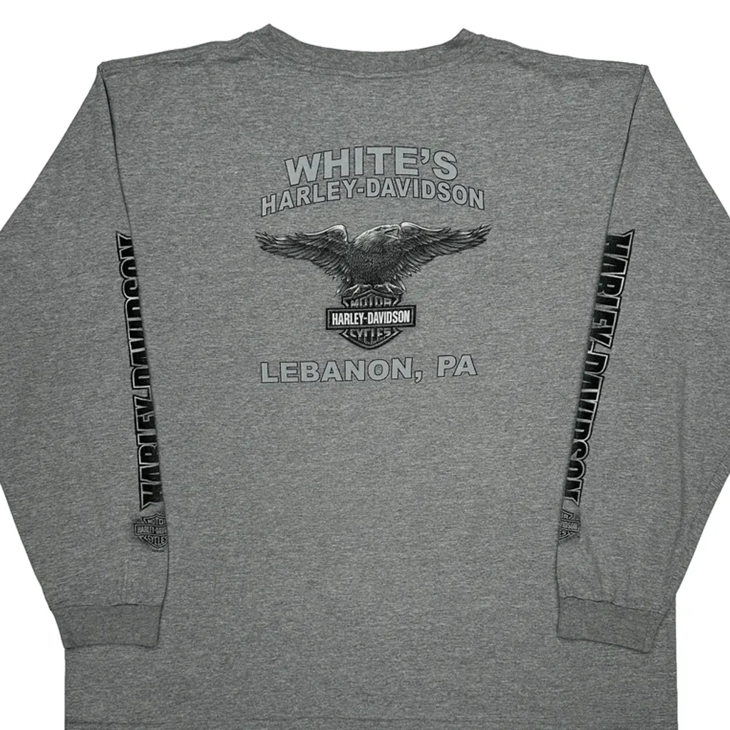 Motorcycles Harley Davidson Graphic Long Sleeve T-Shirt - 2XL Grey Cotton - Image 7