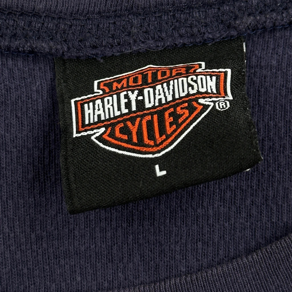 Motorcycles Harley Davidson Graphic Long Sleeve T-Shirt - Large Navy Cotton - Image 3