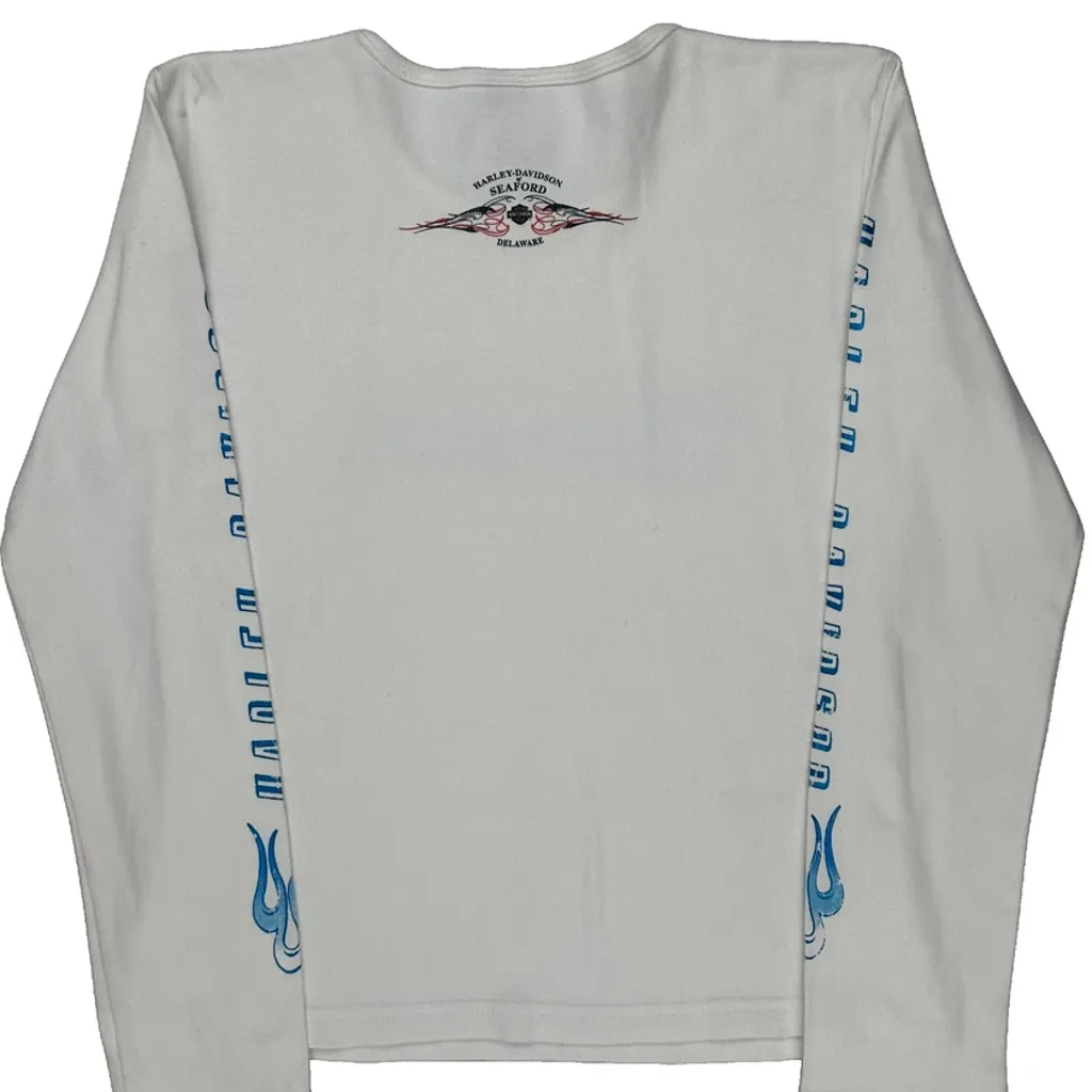 Motorcycles Harley Davidson Graphic Long Sleeve T-Shirt - Large White Cotton - Image 6