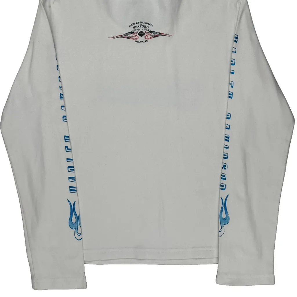 Motorcycles Harley Davidson Graphic Long Sleeve T-Shirt - Large White Cotton - Image 7