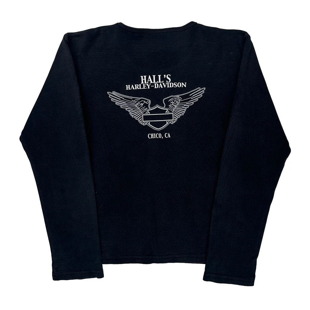 Motorcycles Harley Davidson Graphic Long Sleeve T-Shirt - Large Black Cotton - Image 2