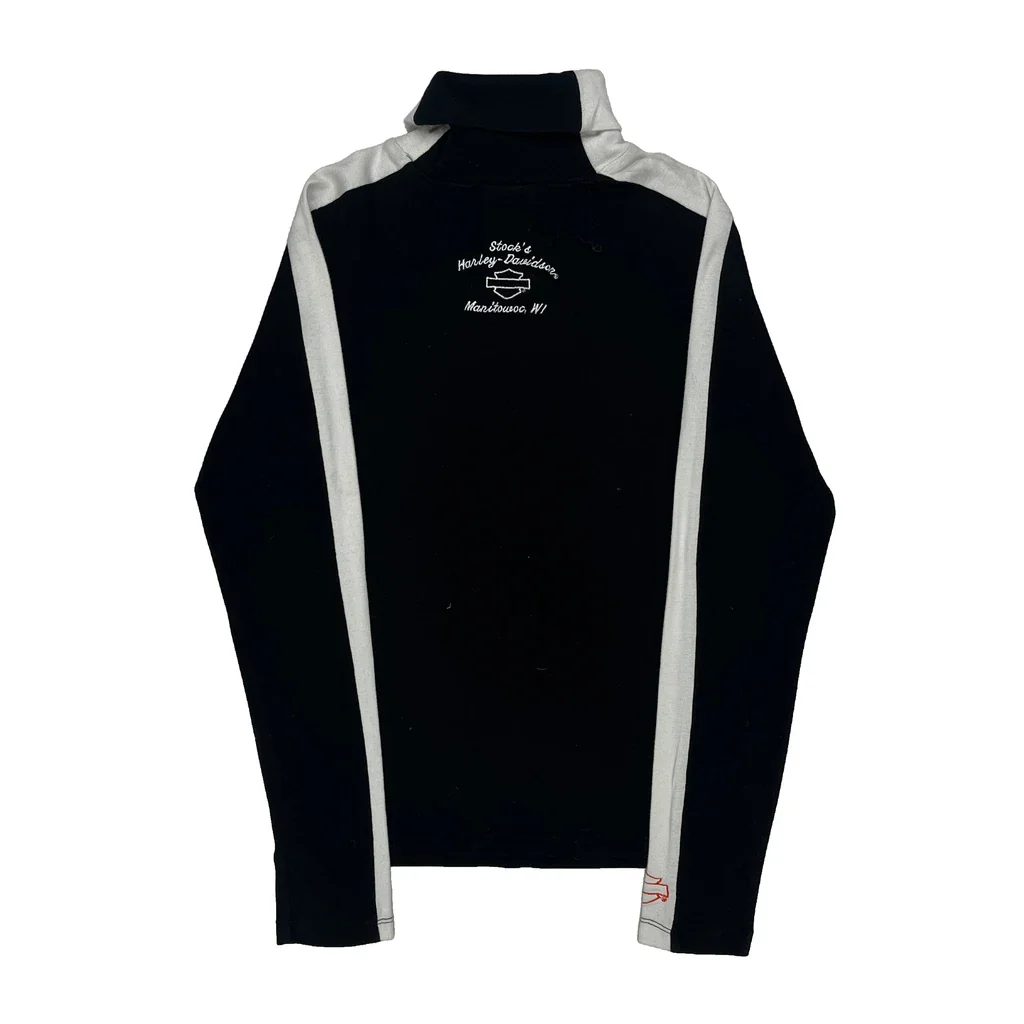 Motorcycles Harley Davidson Spellout Long Sleeve T-Shirt - Small Black Cotton - Image 2