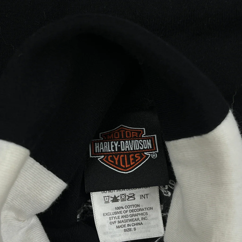Motorcycles Harley Davidson Spellout Long Sleeve T-Shirt - Small Black Cotton - Image 3