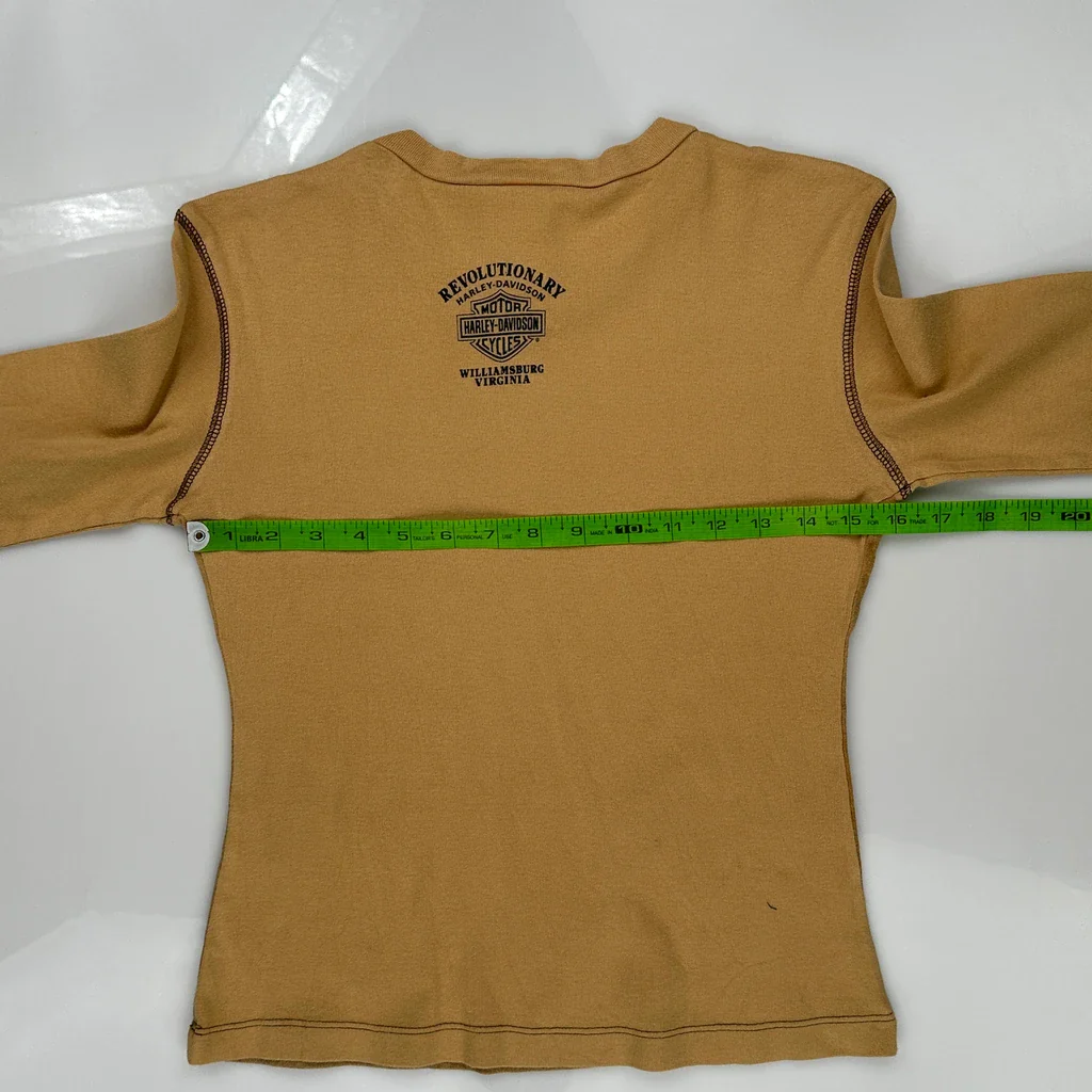 Motorcycles Harley Davidson Graphic Long Sleeve T-Shirt - Small Brown Cotton - Image 3