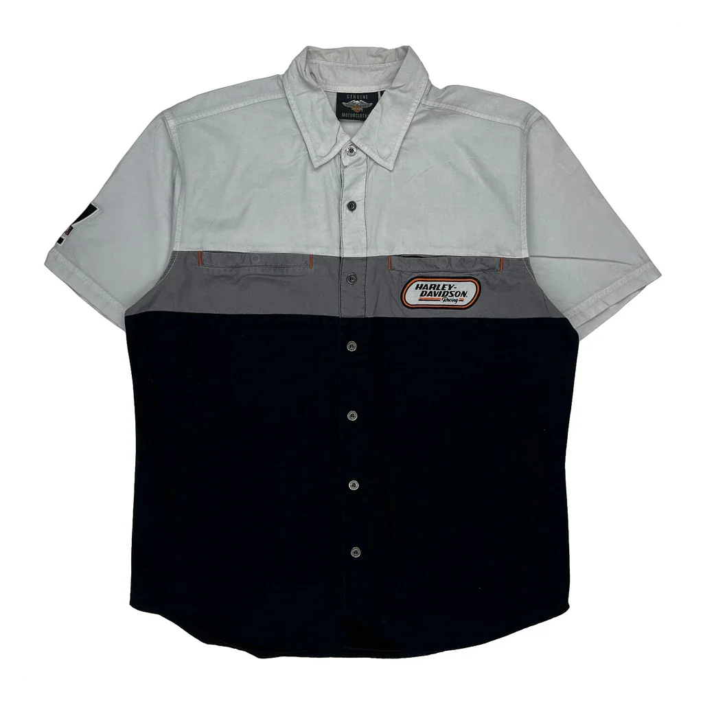 Motorcycles Harley Davidson Graphic Short Sleeve Shirt - Large Black Cotton