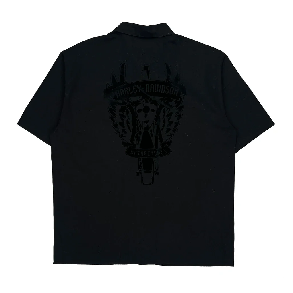 Motorcycles Harley Davidson Graphic Short Sleeve Shirt - Large Black Cotton - Image 2