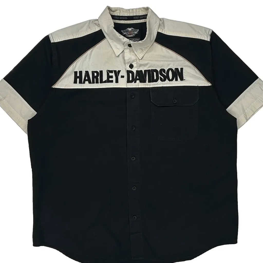 Motorcycles Harley Davidson Spellout Short Sleeve Shirt - XL Black Cotton Blend - Image 4