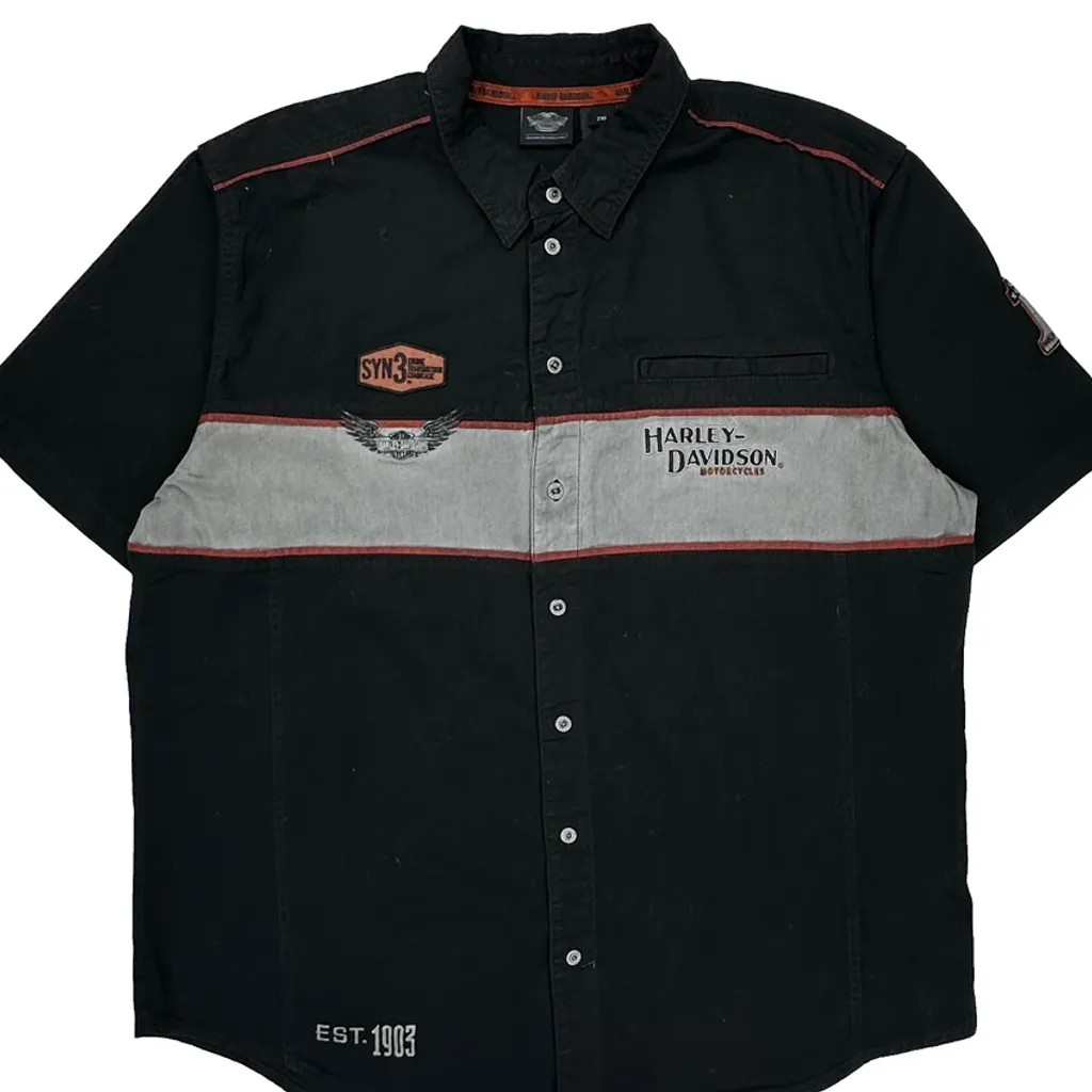 Motorcycles Harley Davidson Graphic Short Sleeve Shirt - 2XL Black Cotton - Image 4