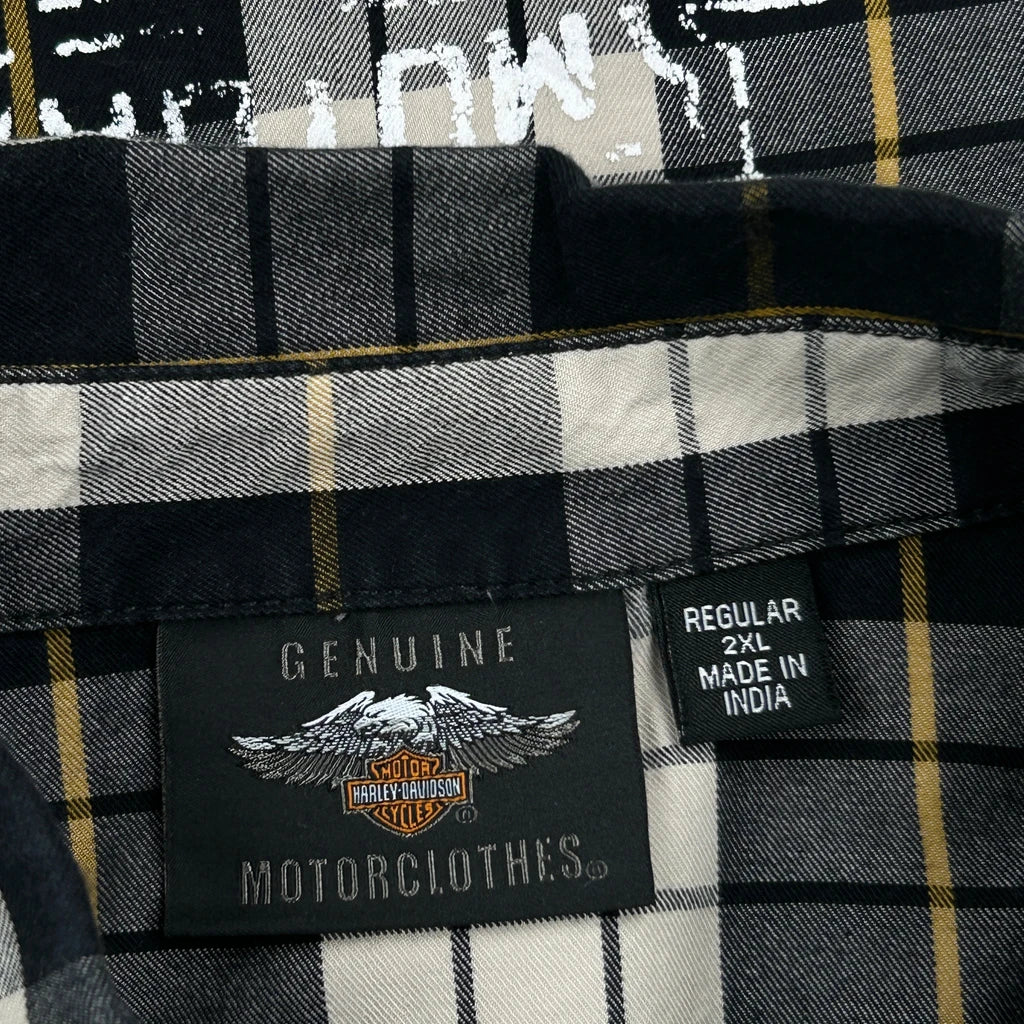 Motorcycles Harley Davidson Checked Short Sleeve Shirt - 2XL Black Cotton - Image 3