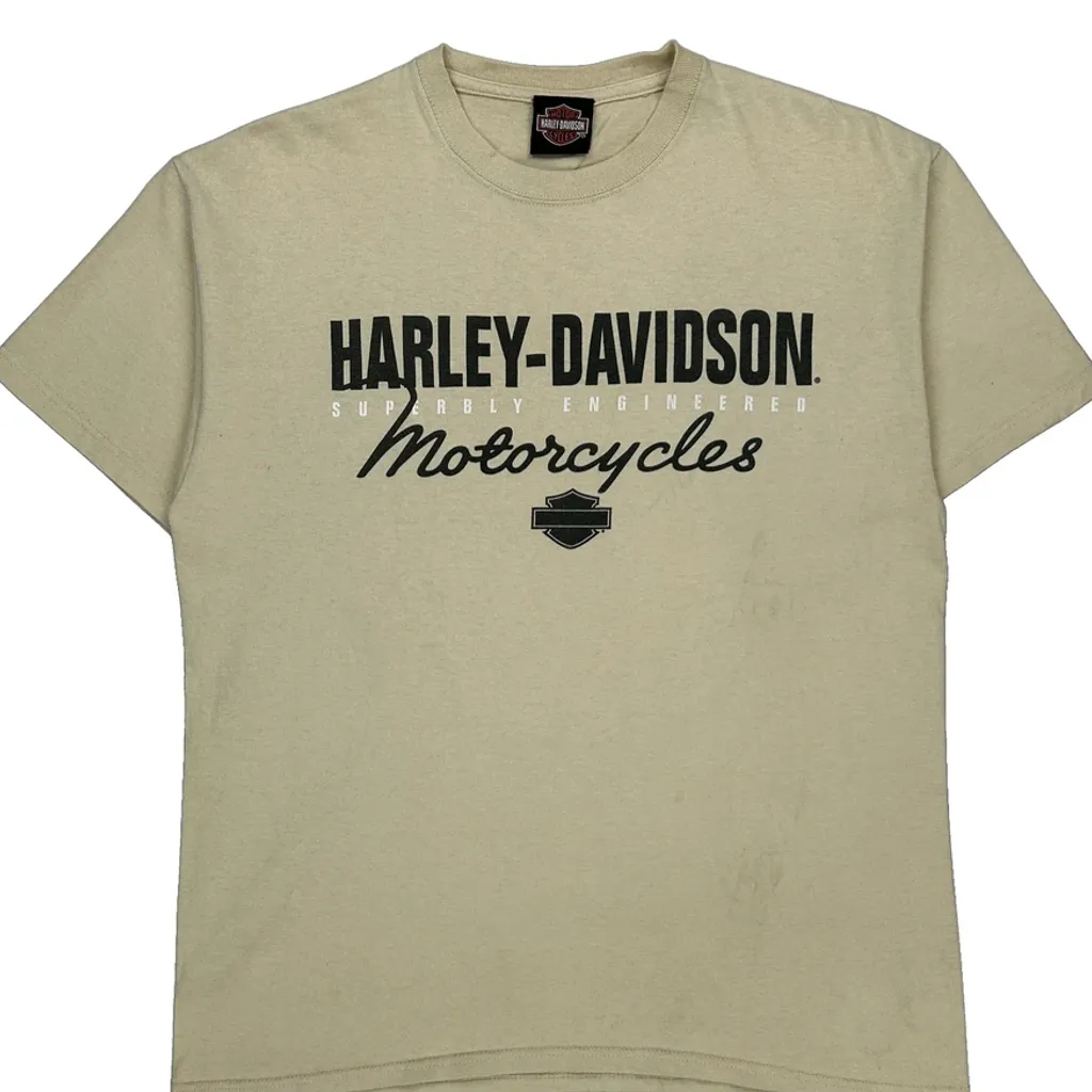 Motorcycles Harley Davidson Graphic T-Shirt - Small Beige Cotton - Image 5