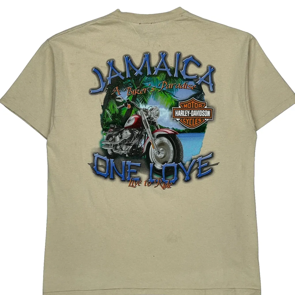 Motorcycles Harley Davidson Graphic T-Shirt - Small Beige Cotton - Image 6