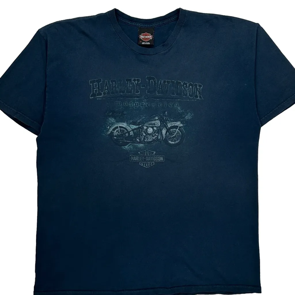 Motorcycles Harley Davidson Graphic T-Shirt - XL Blue Cotton - Image 5
