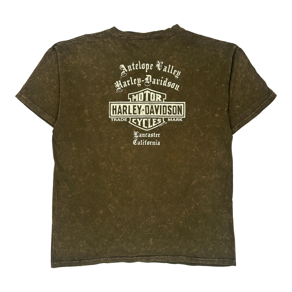 Motorcycles Harley Davidson Graphic T-Shirt - Large Green Cotton - Image 2