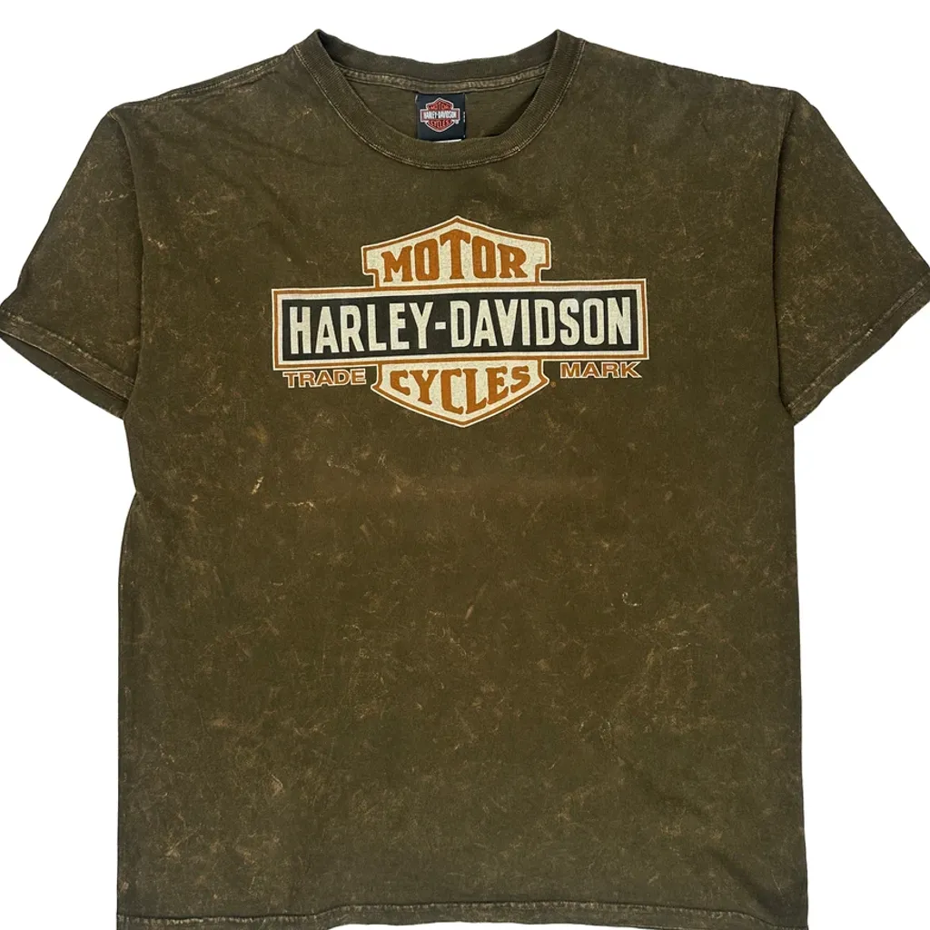 Motorcycles Harley Davidson Graphic T-Shirt - Large Green Cotton - Image 4