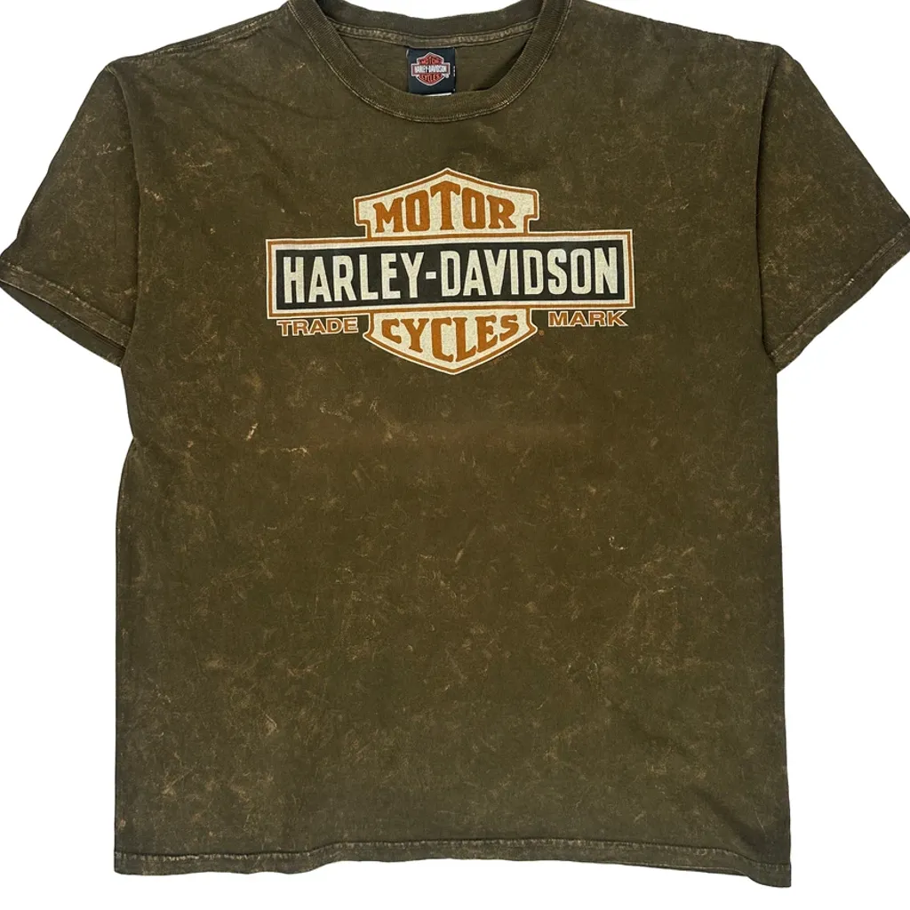 Motorcycles Harley Davidson Graphic T-Shirt - Large Green Cotton - Image 5