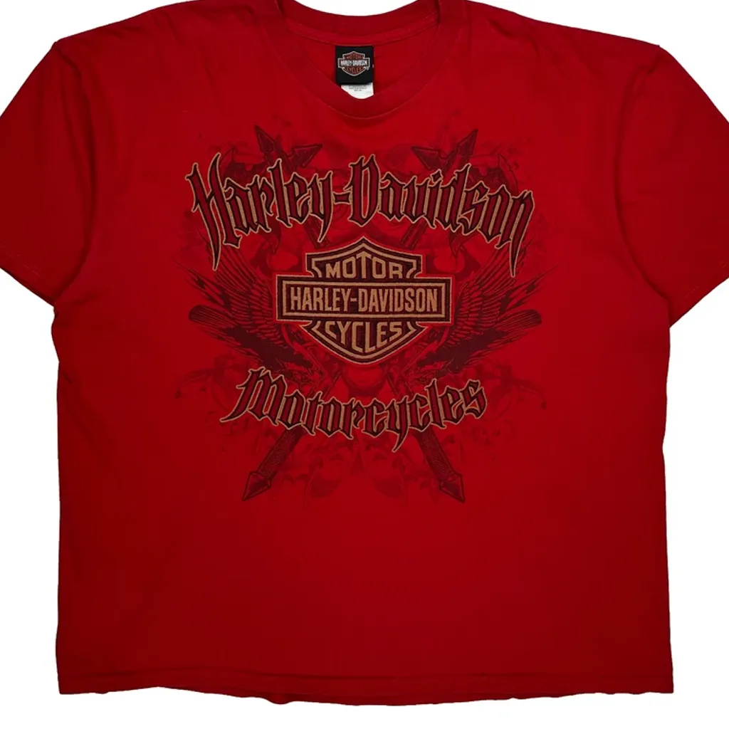 Motorcycles Harley Davidson Graphic T-Shirt - 2XL Red Cotton - Image 4