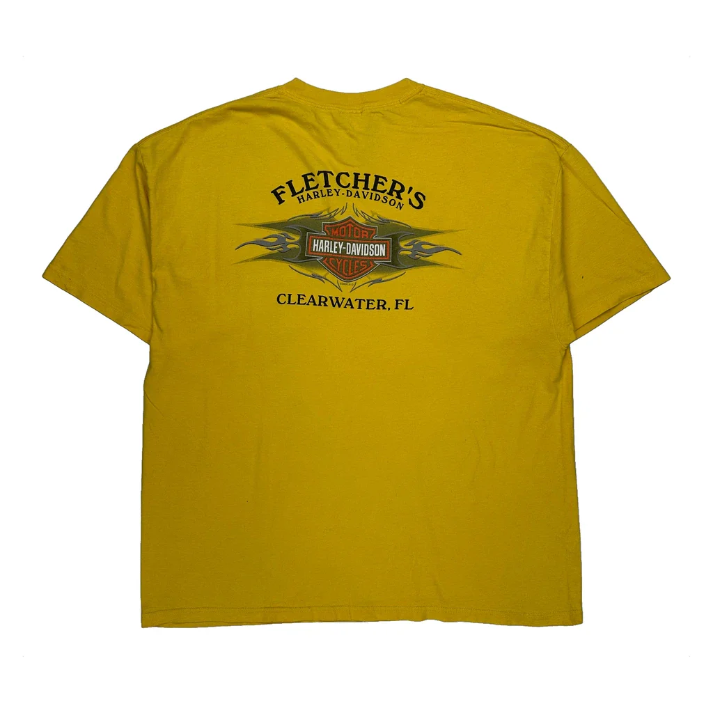 Motorcycles Harley Davidson Graphic T-Shirt - 2XL Yellow Cotton - Image 2